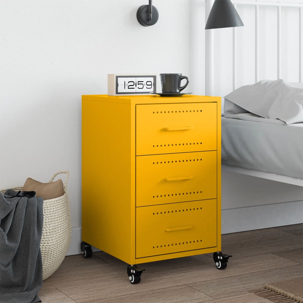 Bedside Cabinet Mustard Yellow 36x39x59 cm Steel