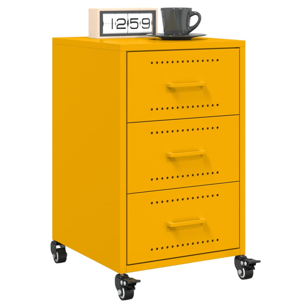 Bedside Cabinet Mustard Yellow 36x39x59 cm Steel