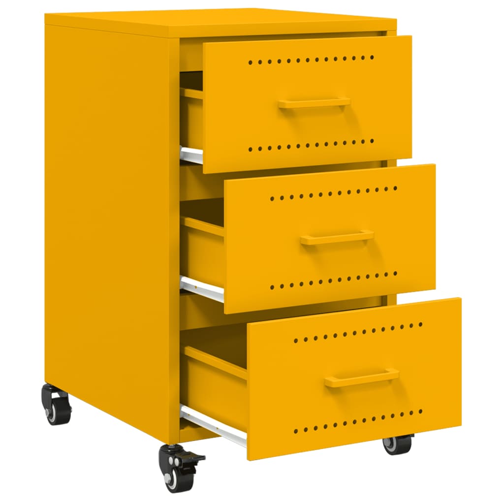 Bedside Cabinet Mustard Yellow 36x39x59 cm Steel