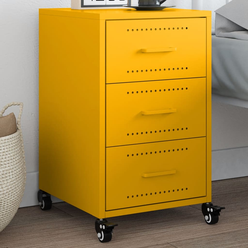 Bedside Cabinet Mustard Yellow 36x39x59 cm Steel