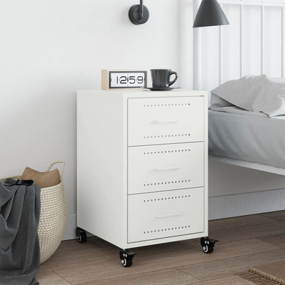 Bedside Cabinet White 36x39x59 cm Steel