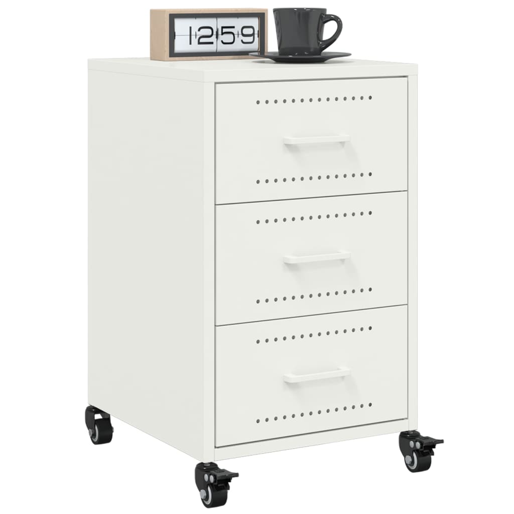 Bedside Cabinet White 36x39x59 cm Steel