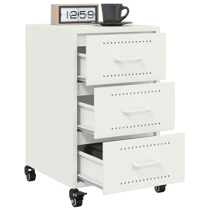 Bedside Cabinet White 36x39x59 cm Steel