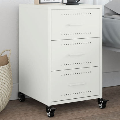 Bedside Cabinet White 36x39x59 cm Steel