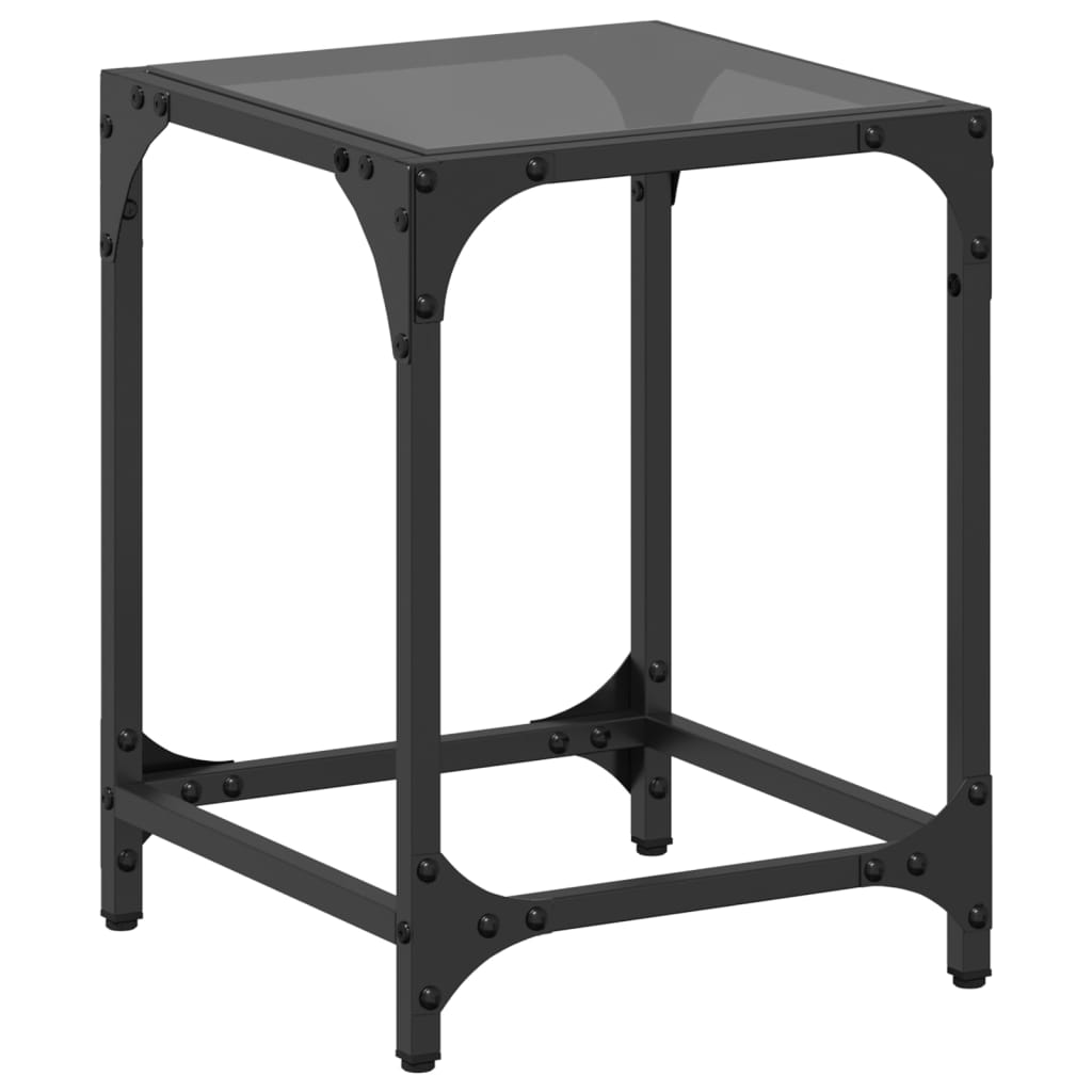 Coffee Table with Black Glass Top 30x30x40 cm Steel