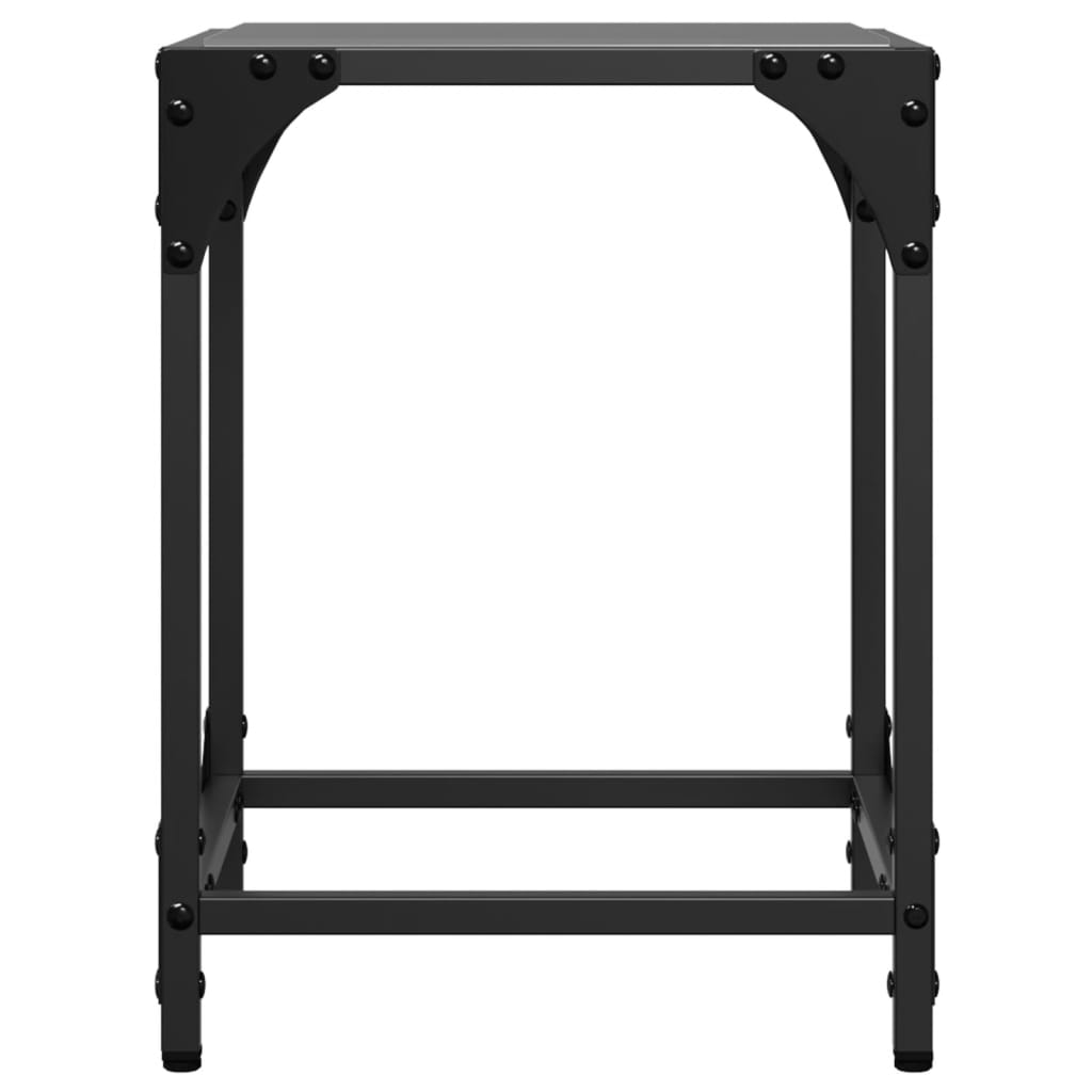 Coffee Tables with Black Glass Top 2 pcs 30x30x40 cm Steel