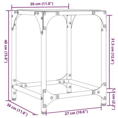 Coffee Tables with Black Glass Top 2 pcs 30x30x40 cm Steel