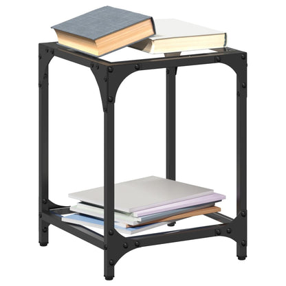 Coffee Tables with Transparent Glass Top 2 pcs 30x30x40 cm Steel