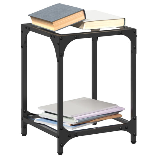 Coffee Tables with Transparent Glass Top 2 pcs 30x30x40 cm Steel