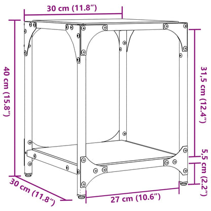 Coffee Tables with Black Glass Top 2 pcs 30x30x40 cm Steel