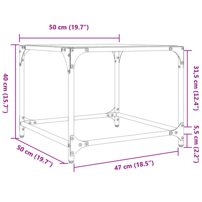 Coffee Table with Transparent Glass Top 50x50x40 cm Steel