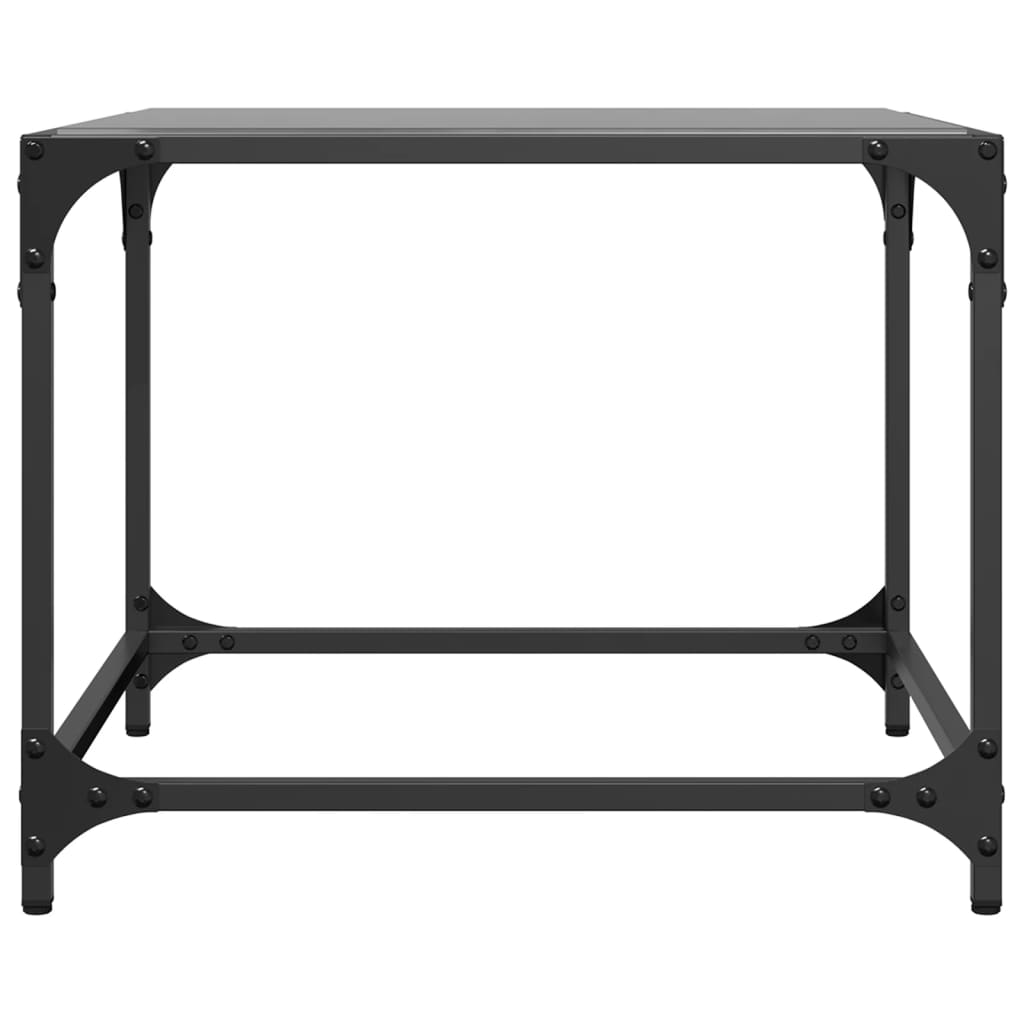 Coffee Table with Black Glass Top 50x50x40 cm Steel