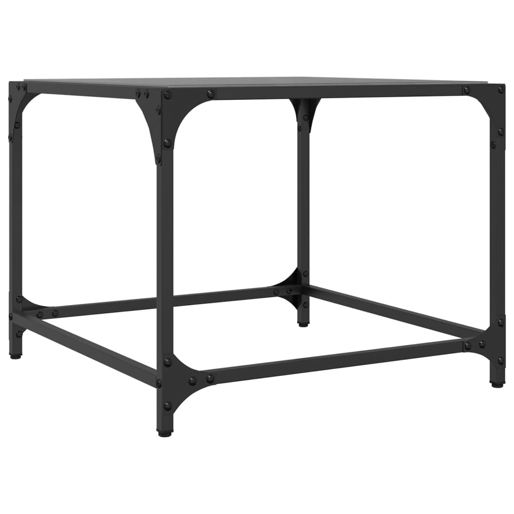 Coffee Table with Black Glass Top 50x50x40 cm Steel