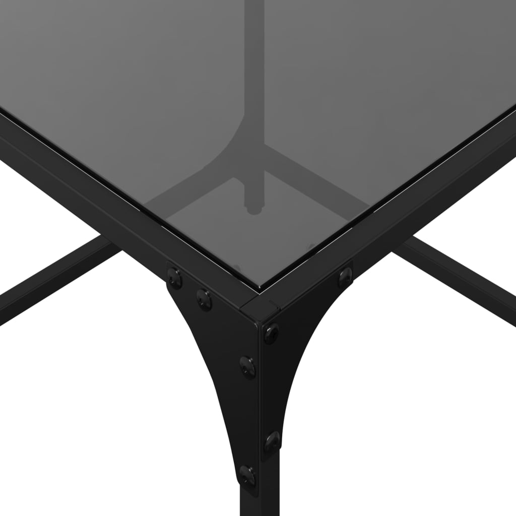 Coffee Table with Black Glass Top 50x50x40 cm Steel