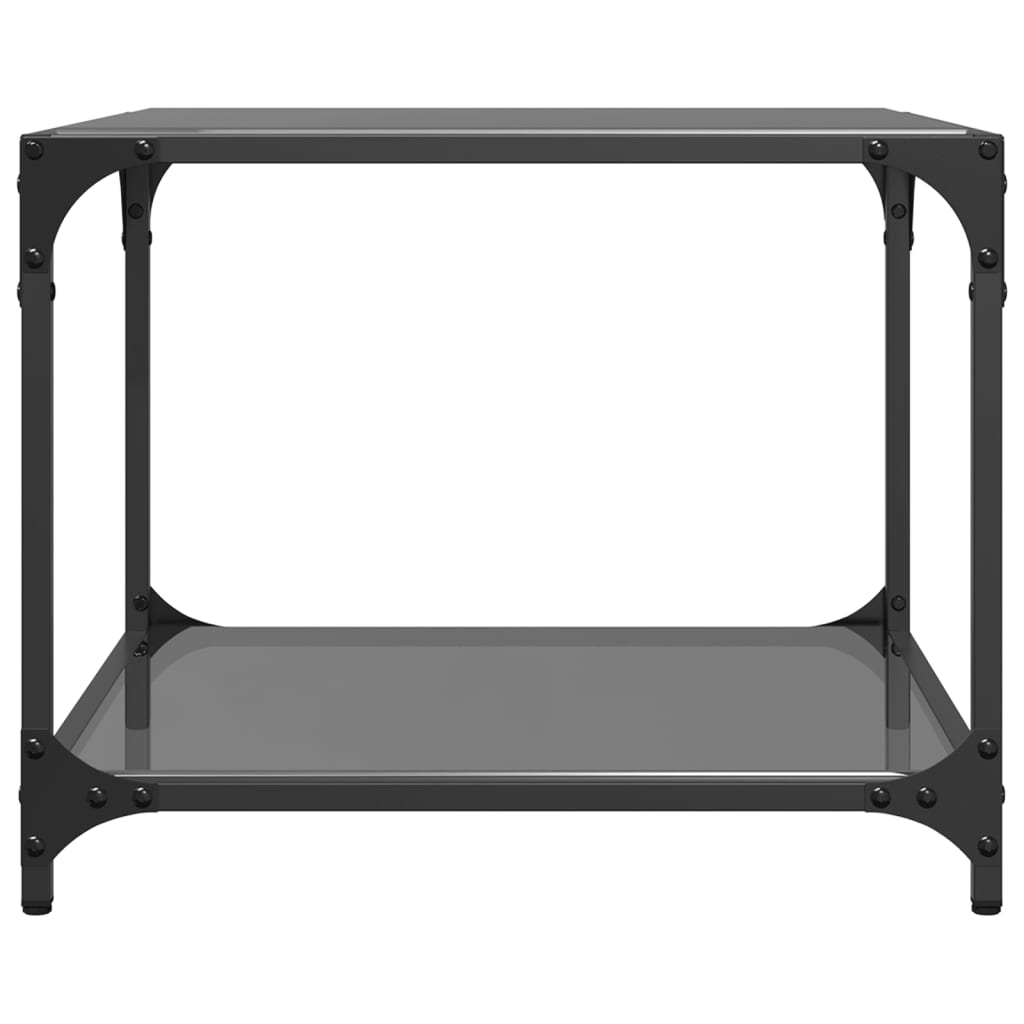Coffee Table with Black Glass Top 50x50x40 cm Steel