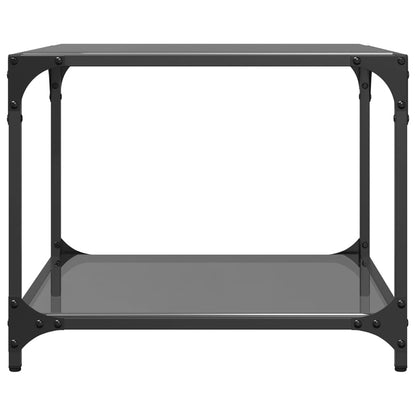 Coffee Table with Black Glass Top 50x50x40 cm Steel