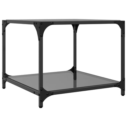 Coffee Tables with Black Glass Top 2 pcs 50x50x40 cm Steel