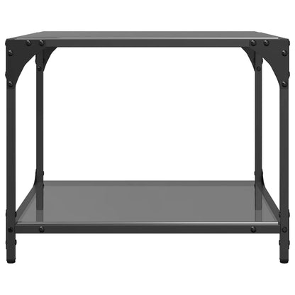 Coffee Tables with Black Glass Top 2 pcs 50x50x40 cm Steel