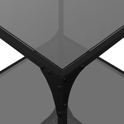 Coffee Tables with Black Glass Top 2 pcs 50x50x40 cm Steel