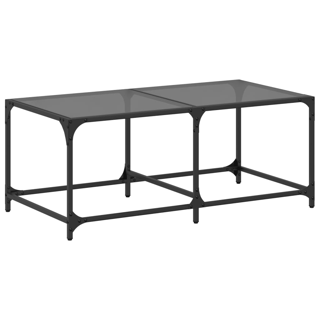 Coffee Table with Black Glass Top 98.5x50x40 cm Steel