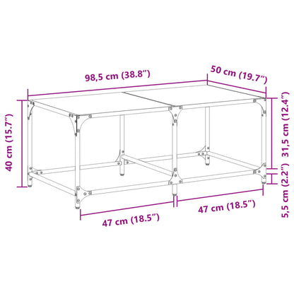 Coffee Table with Black Glass Top 98.5x50x40 cm Steel