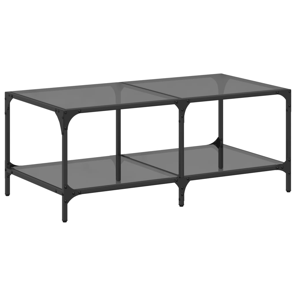 Coffee Table with Black Glass Top 98.5x50x40 cm Steel