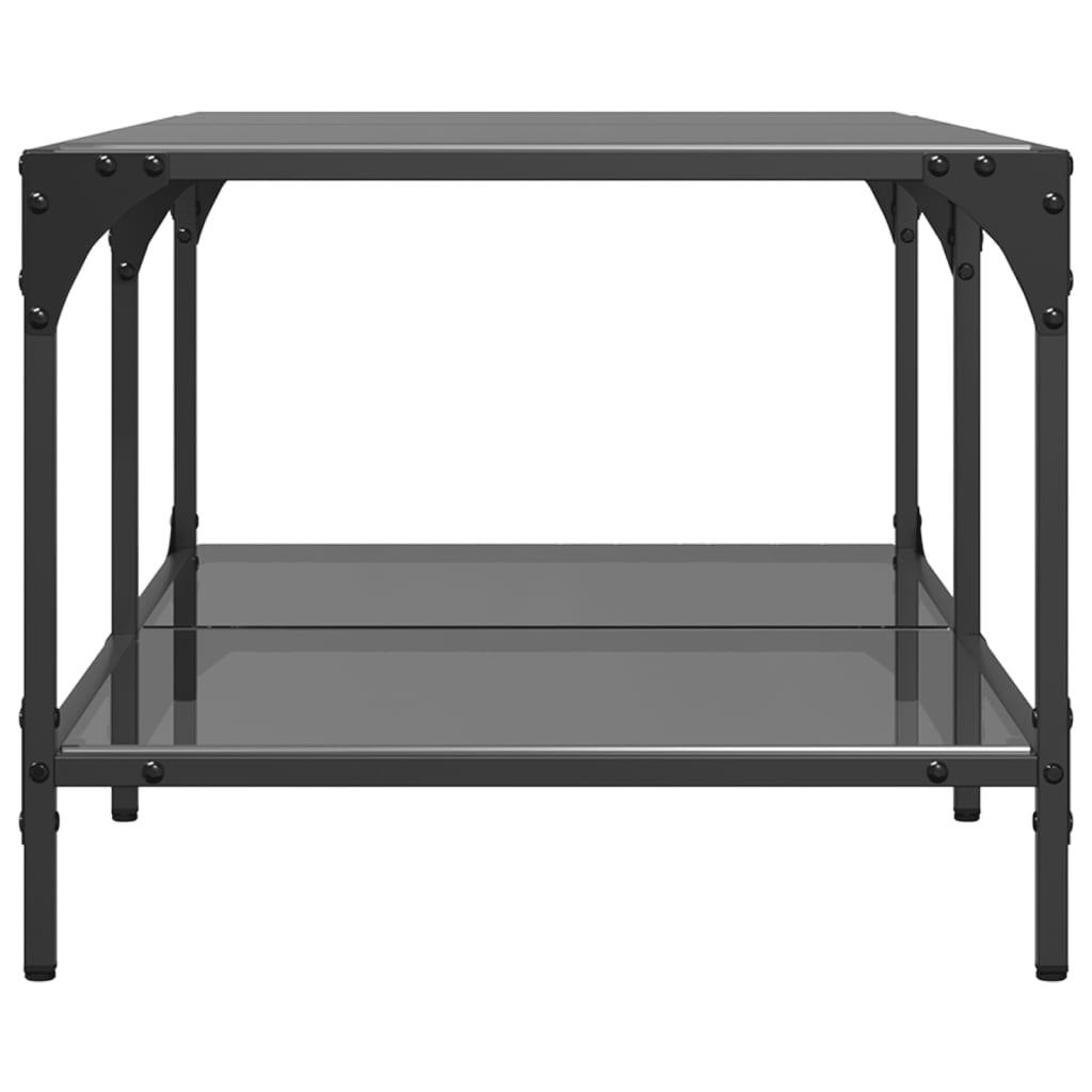 Coffee Table with Black Glass Top 98.5x50x40 cm Steel