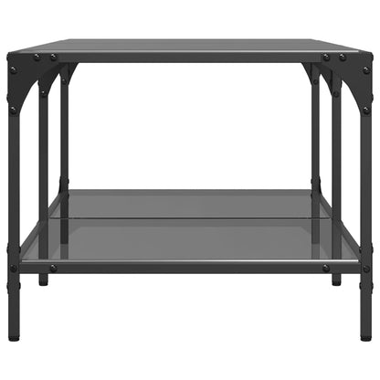 Coffee Table with Black Glass Top 98.5x50x40 cm Steel