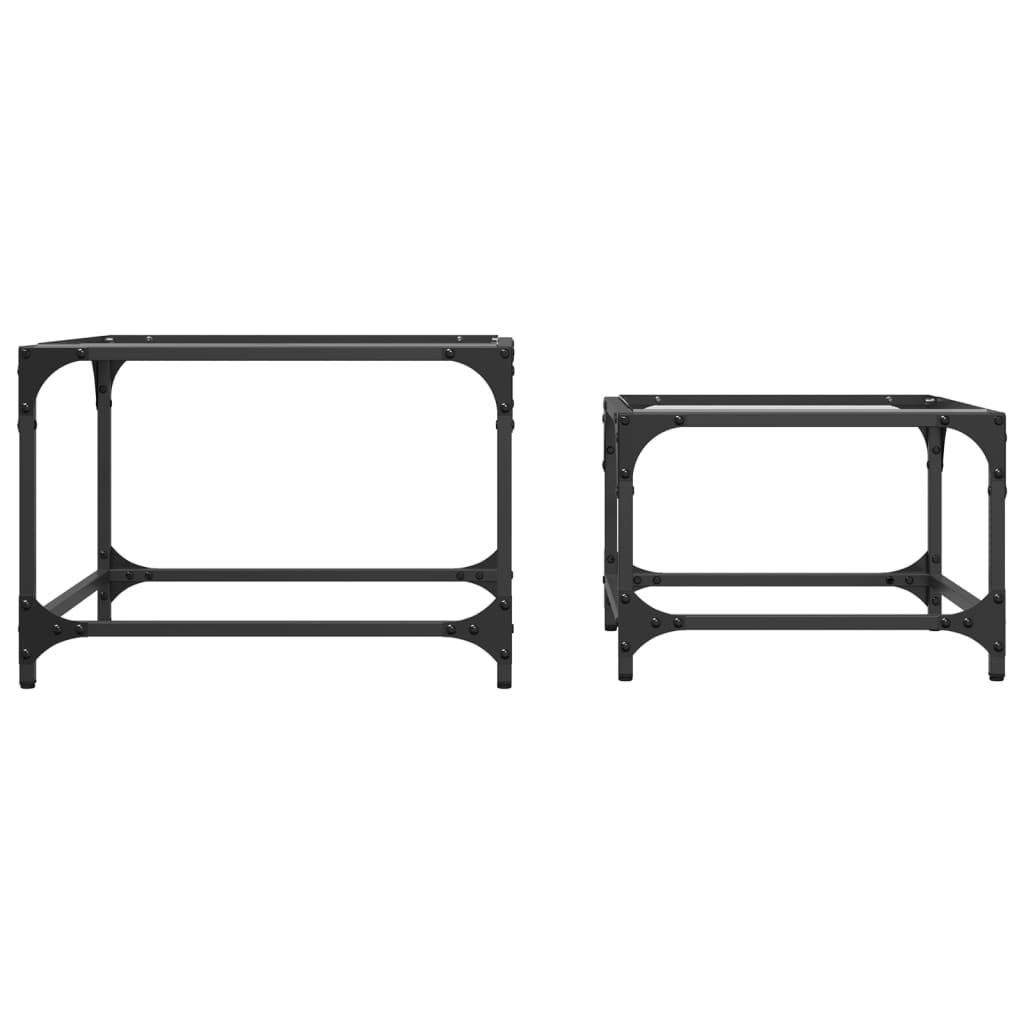 Nesting Coffee Tables 2 pcs with Transparent Glass Top Steel