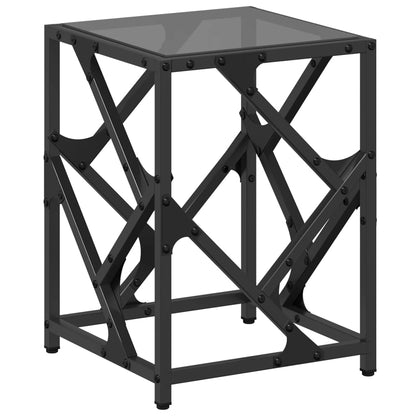 Coffee Table with Black Glass Top 30x30x41 cm Steel