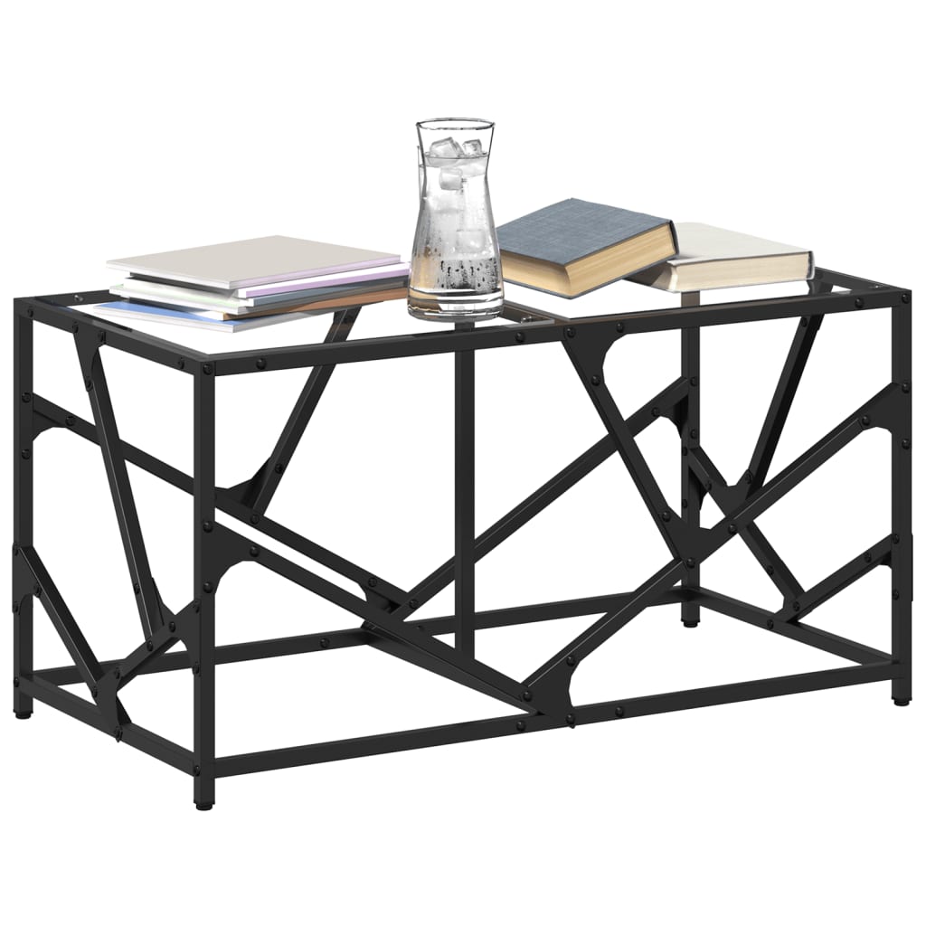 Coffee Table with Transparent Glass Top 78.5x40x41 cm Steel