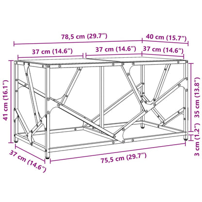 Coffee Table with Transparent Glass Top 78.5x40x41 cm Steel