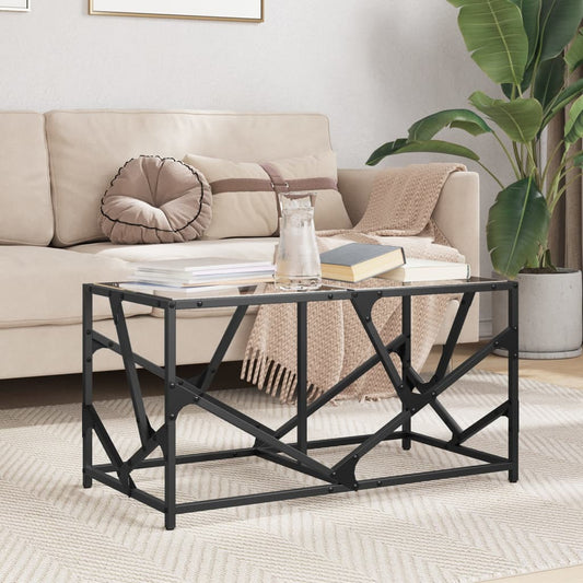 Coffee Table with Transparent Glass Top 78.5x40x41 cm Steel