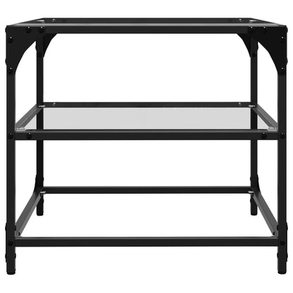 Coffee Tables with Transparent Glass Top 2 pcs 50x50x45 cm Steel