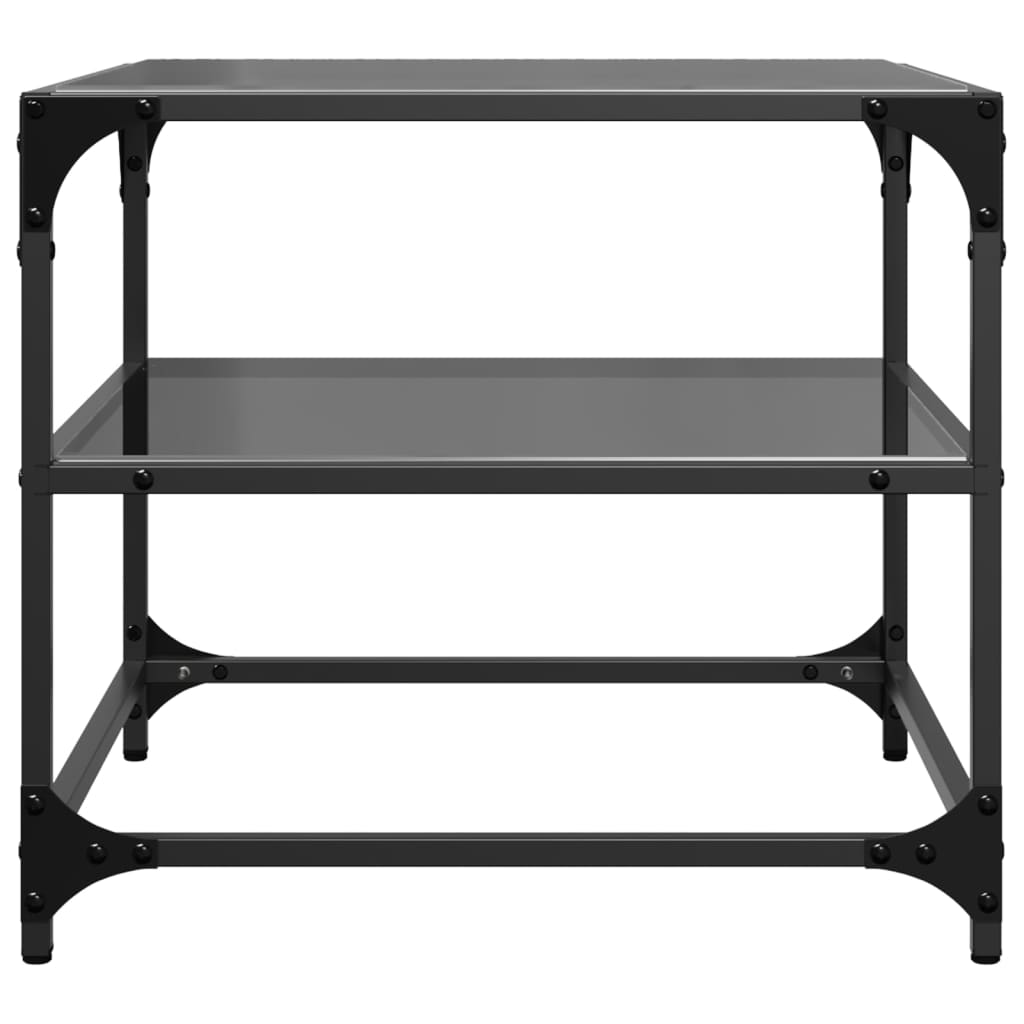 Coffee Tables with Black Glass Top 2 pcs 50x50x45 cm Steel