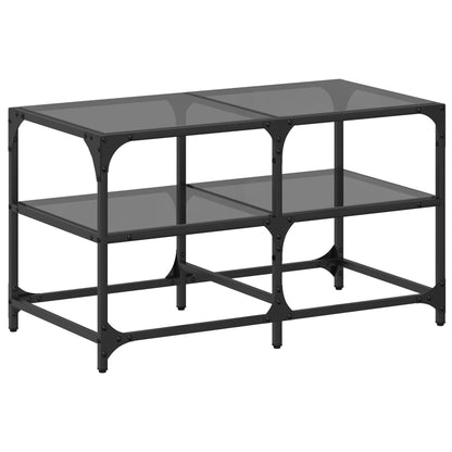 Coffee Table with Black Glass Top 78.5x40x45 cm Steel