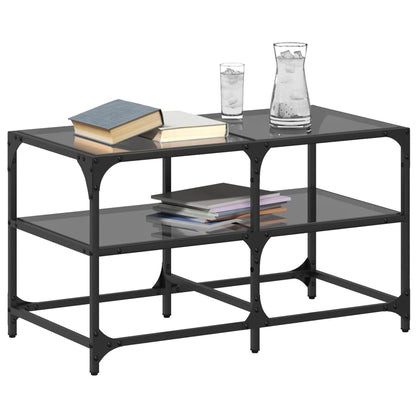 Coffee Table with Black Glass Top 78.5x40x45 cm Steel