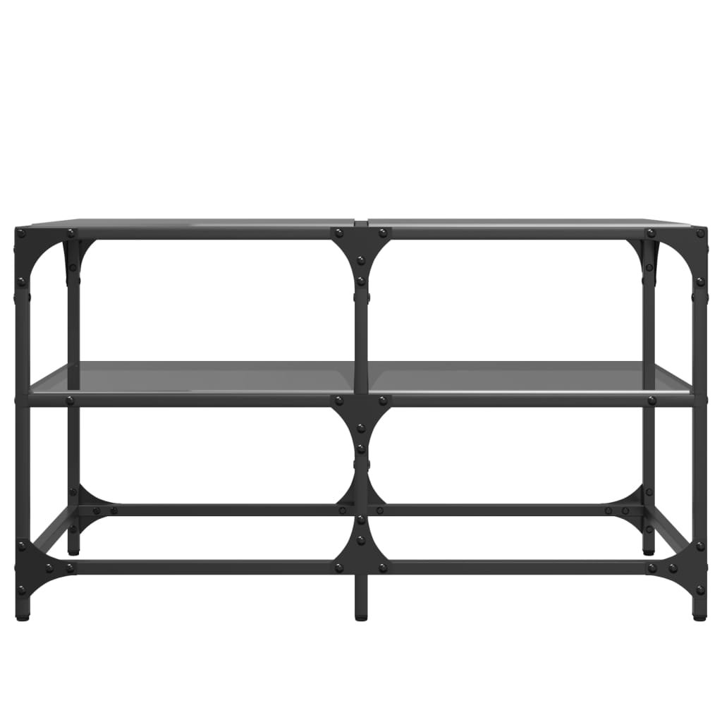 Coffee Table with Black Glass Top 78.5x40x45 cm Steel