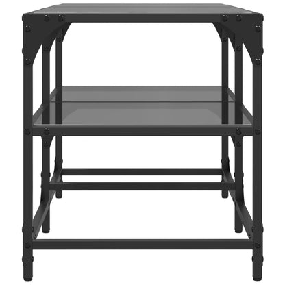 Coffee Table with Black Glass Top 78.5x40x45 cm Steel