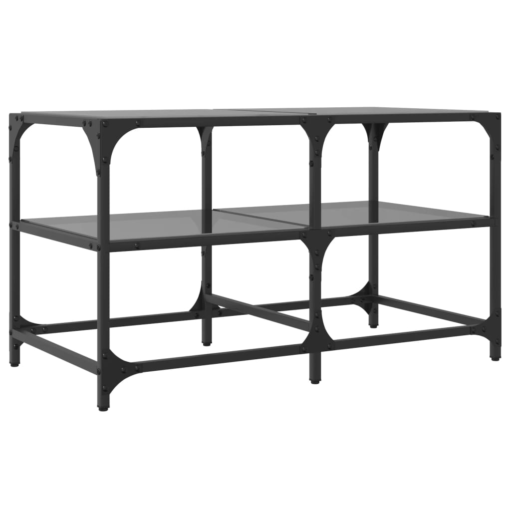 Coffee Table with Black Glass Top 78.5x40x45 cm Steel