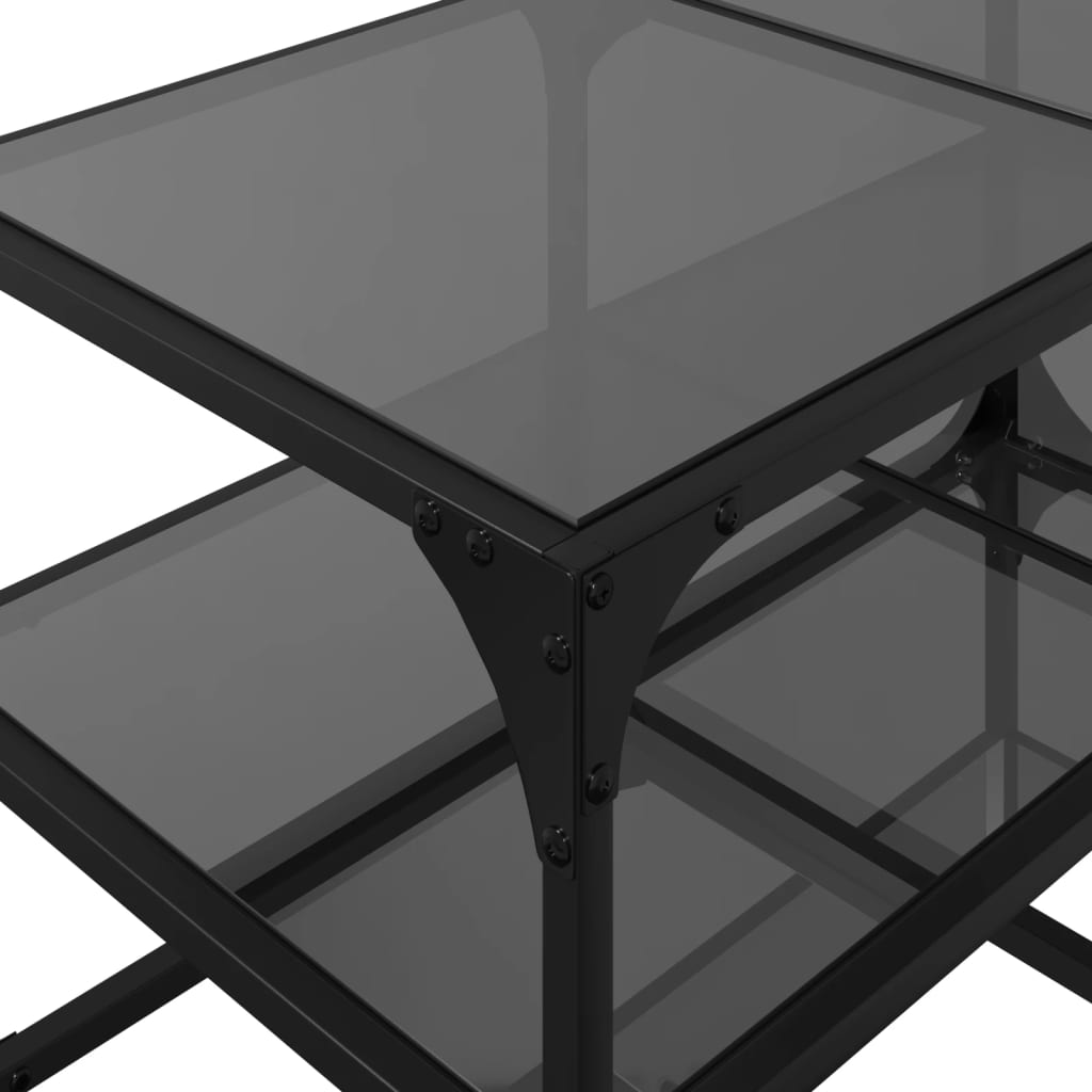 Coffee Table with Black Glass Top 78.5x40x45 cm Steel