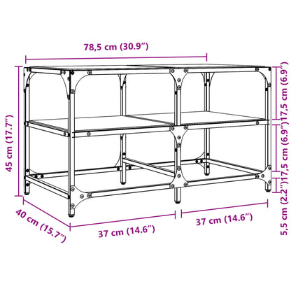 Coffee Table with Black Glass Top 78.5x40x45 cm Steel