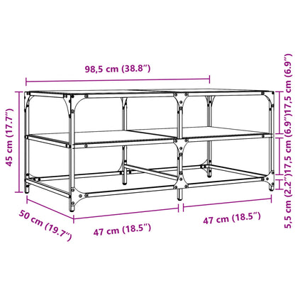 Coffee Table with Transparent Glass Top 98.5x50x45 cm Steel