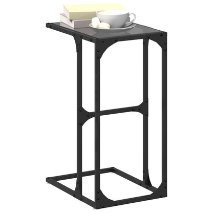 Side Table with Black Glass 40x30x61.5 cm Steel