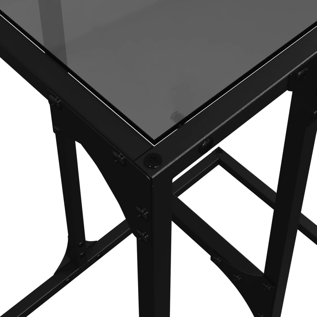 Side Table with Black Glass 40x30x61.5 cm Steel