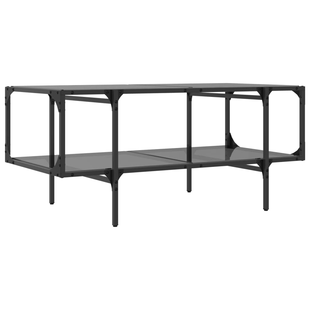 Coffee Table with Black Glass Top 98.5x50x45 cm Steel