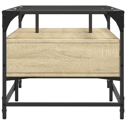 Coffee Table with Glass Top Sonoma Oak 98.5x50x45 cm Steel