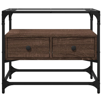 TV Cabinet with Glass Top Brown Oak 60x35x51 cm Engineered Wood