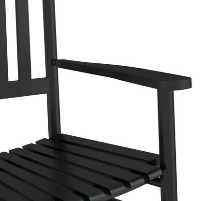 Rocking Chair with Foldable Table Black Solid Wood Poplar