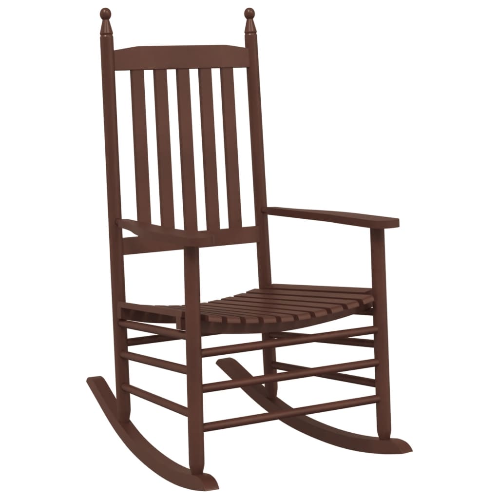 Rocking Chair with Foldable Table Brown Solid Wood Poplar